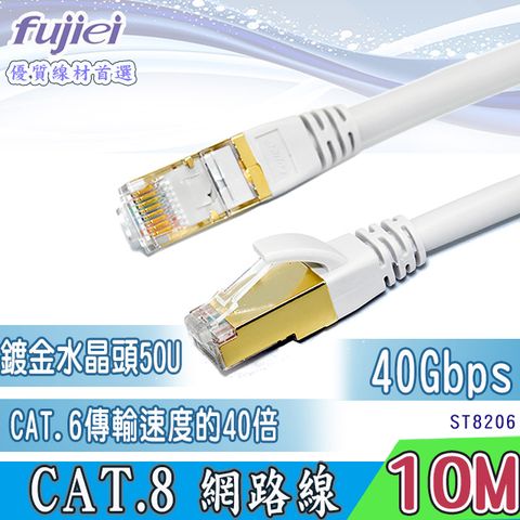 FUJIEI 富吉 40 Gbps的飆速快感超越CAT.6速度40倍    CAT.8 超高速網路線10M