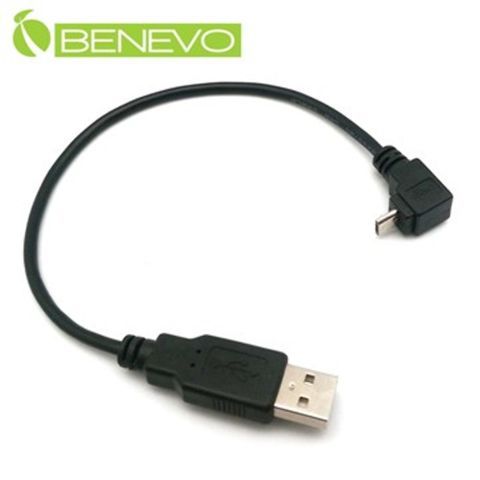 Benevo 上彎型 25cm Micro USB傳輸充電線 (BUSB0025AMMCBMU)