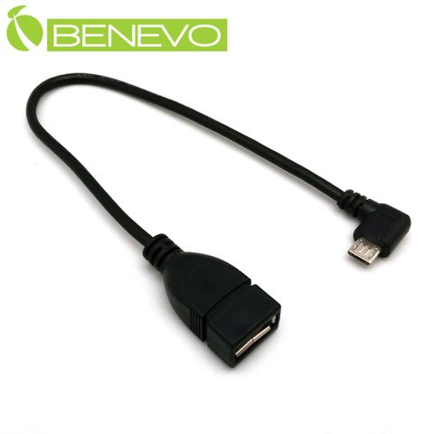 BENEVO右彎型 25cm Micro USB轉USB A公 OTG轉接線 [BUSB0025AFMCBMR(OTG)]