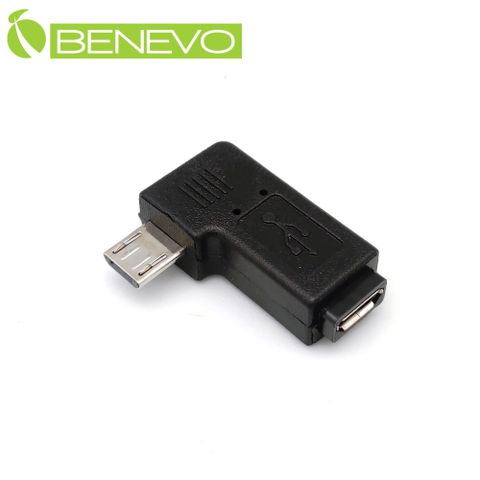 BENEVO左彎型 Micro USB公對母延長轉接頭 (BUSBMCBMFL)