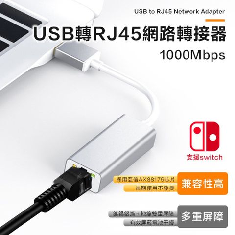 【支援Switch】USB3.0轉RJ45千兆網卡/網路轉接器-1000Mbps