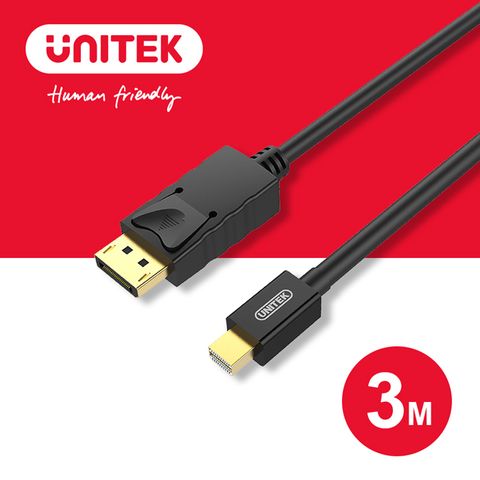 UNITEK Mini DisplayPort to DisplayPort 1.2版傳輸線 3M (Y-C612BK)