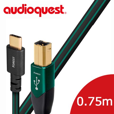 ★指定品單筆滿8000，送Jitterbug電源優化器美國線聖 Audioquest USB-Digital Audio Forest 傳輸線 (B↔C) 0.75M