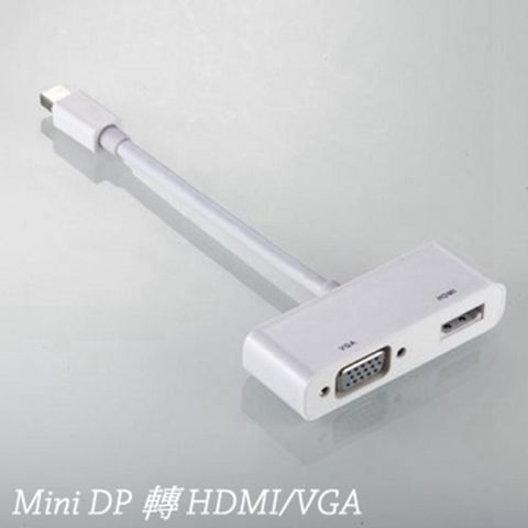 Mini DP to HDMI/VGA 二合一訊號轉換轉接器，FULL HD高畫質，支援 蘋果Macbook(2015年版以前),Mac電腦, 筆電含有Mini DisplayPort接口