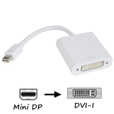 Mini DP(公) 轉 DVI-I(母) 訊號轉換轉接器，長度約20CM，支援 MacBook(2015年版以前), MacBook Pro, MacBook Air, Mac mini, iMac 以及 Mac Pro 等