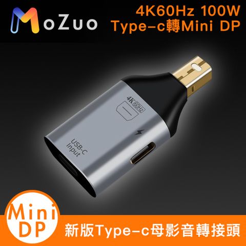 MoZuo 魔宙 新版Type-c母轉Mini Displayport 4K60Hz 100W影音轉接頭