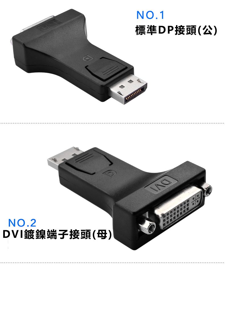 NO.2DVI鍍鎳端子接頭(母)NO.1標準DP接頭(公)