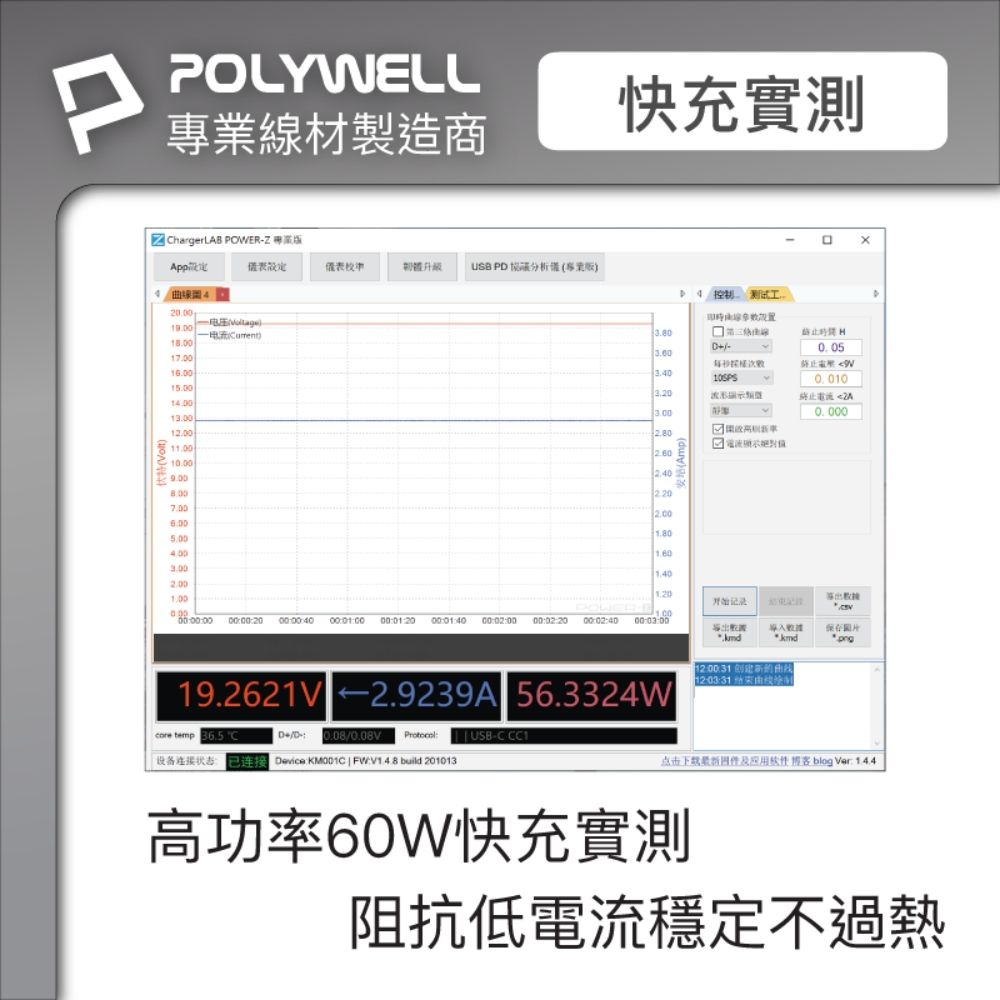 POLYWELL 寶利威爾 USB3.1 Type-C 3A快充高速傳輸線 BRAID版 /50公分