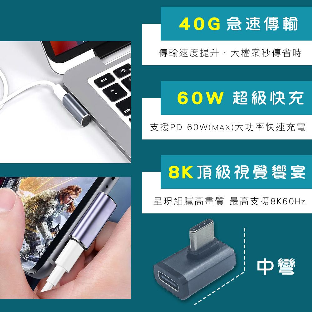  HAOWU USB4 Type C中彎轉接頭(HAP-003)