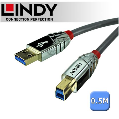 LINDY 林帝 CROMO USB3.0 Type-A/公 to Type-B/公 傳輸線 0.5m (36660)