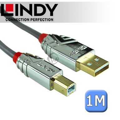 最高傳輸速率達480Mbps，隨插即用LINDY 林帝 CROMO USB2.0 Type-A/公 to Type-B/公 傳輸線 1m (36641)