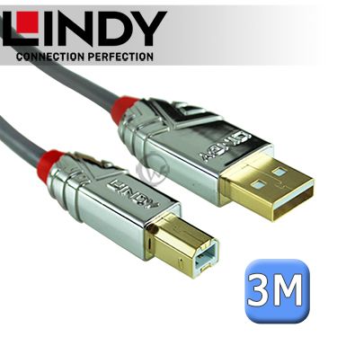 LINDY 林帝   CROMO USB2.0 Type-A/公 to Type-B/公 傳輸線 3m (36643)