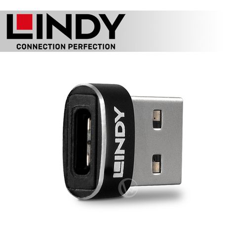 LINDY 林帝 USB 2.0 Type-A/公 to Type-C/母 轉接頭 (41884) 兩入