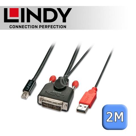 LINDY 林帝 主動式 DVI-D TO mini DisplayPort 轉接線 2M (41997)
