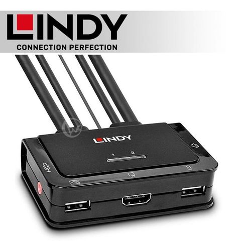 LINDY 林帝 2埠 USB Type-C &amp; HDMI2.0 to HDMI2.0 帶線KVM切換器 (42347)