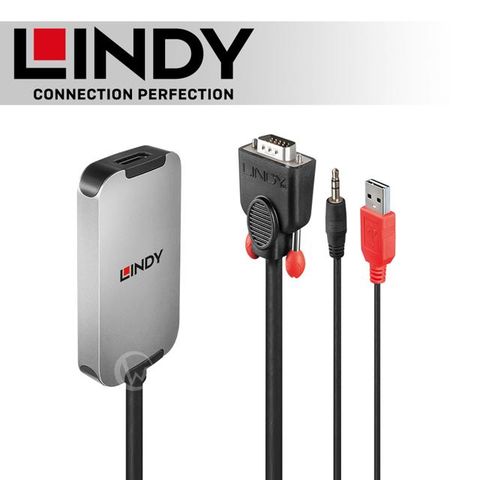 LINDY 林帝 主動式 VGA 公 轉 DisplayPort 母 轉接器 (38296)