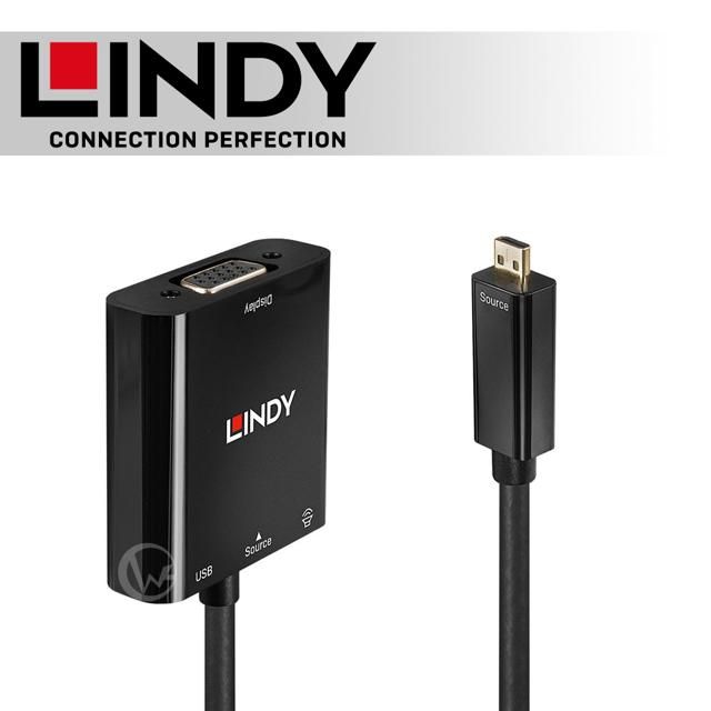 LINDY 林帝   主動式 Micro HDMI (Type-D) to VGA & 音源轉接器 (38287)