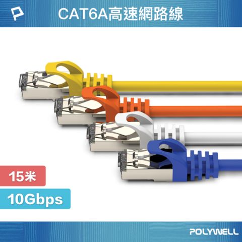 POLYWELL 寶利威爾 CAT6A 高速乙太網路線 S/FTP 10Gbps 15M