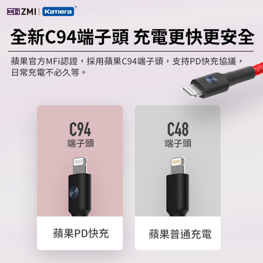 ZMI Type USB-C 對 Lightning 編織 電源連接線 150cm  AL875