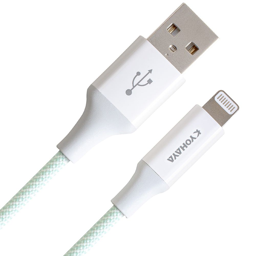 REAICE 【KYOHAYA】USB-A to Lightning 日本同步馬卡龍色系編織充電線(蘋果充電線) 綠色