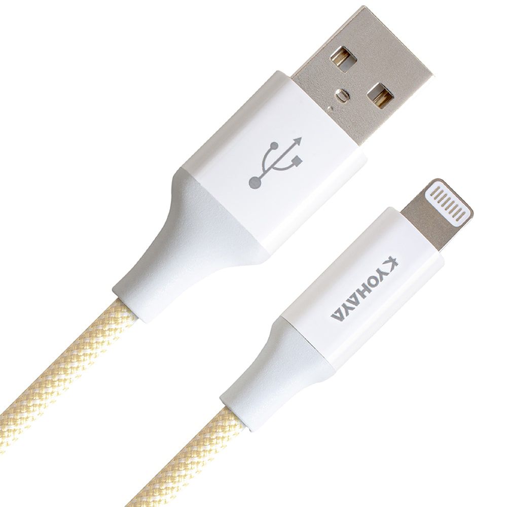 REAICE 【KYOHAYA】USB-A to Lightning 日本同步馬卡龍色系編織充電線(蘋果充電線) 黃色 