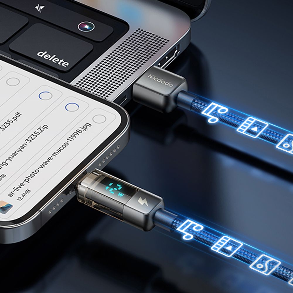 Mcdodo 麥多多 三合一 USB-A TO Lightning 3A快充 充電線快充線編織線傳輸線 智能斷電 數顯 LED 透影 1.8M 