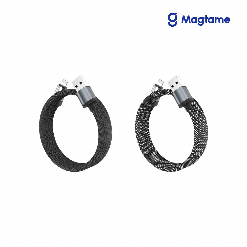 Magtame  USB-A to Lightning 磁性快收納充電傳輸線-鋁殼圓線款 1.5M (發明專利)