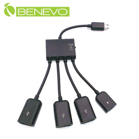 用OTG變身迷你電腦！BENEVO OTG型 3埠Micro USB HUB，可外接電源(供電或充電) (BUSBMicroOTG3)