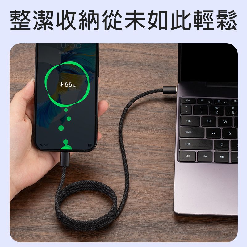 WillGo  急速 PD 100W 磁吸收納充電傳輸線 1m-2入組