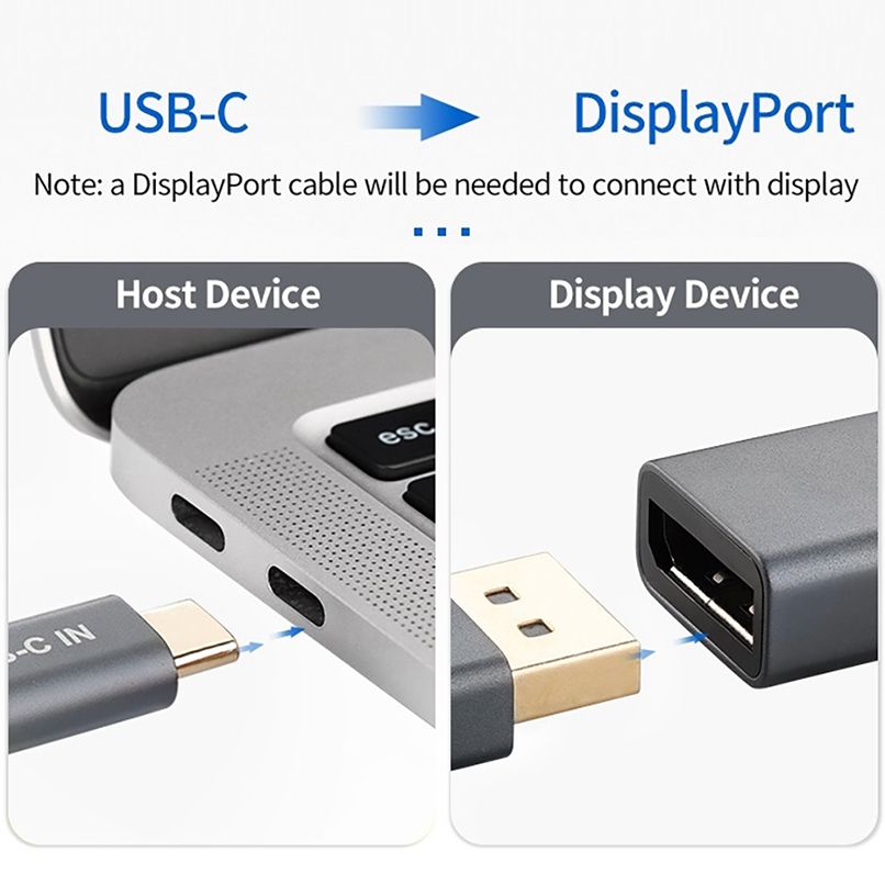 Bill Case 高階 4K UHD 60Hz USB-C 轉 DP (母) 轉接線 20公分     鈦灰