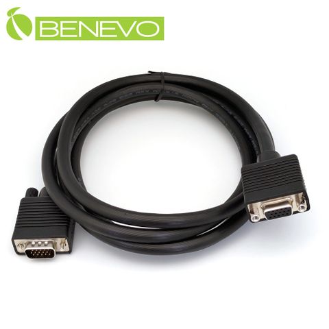 BENEVO 2米 高畫質公對母VGA延長線(3+6, 2919) [BVGA0200MF(3+6)(母頭螺母)]