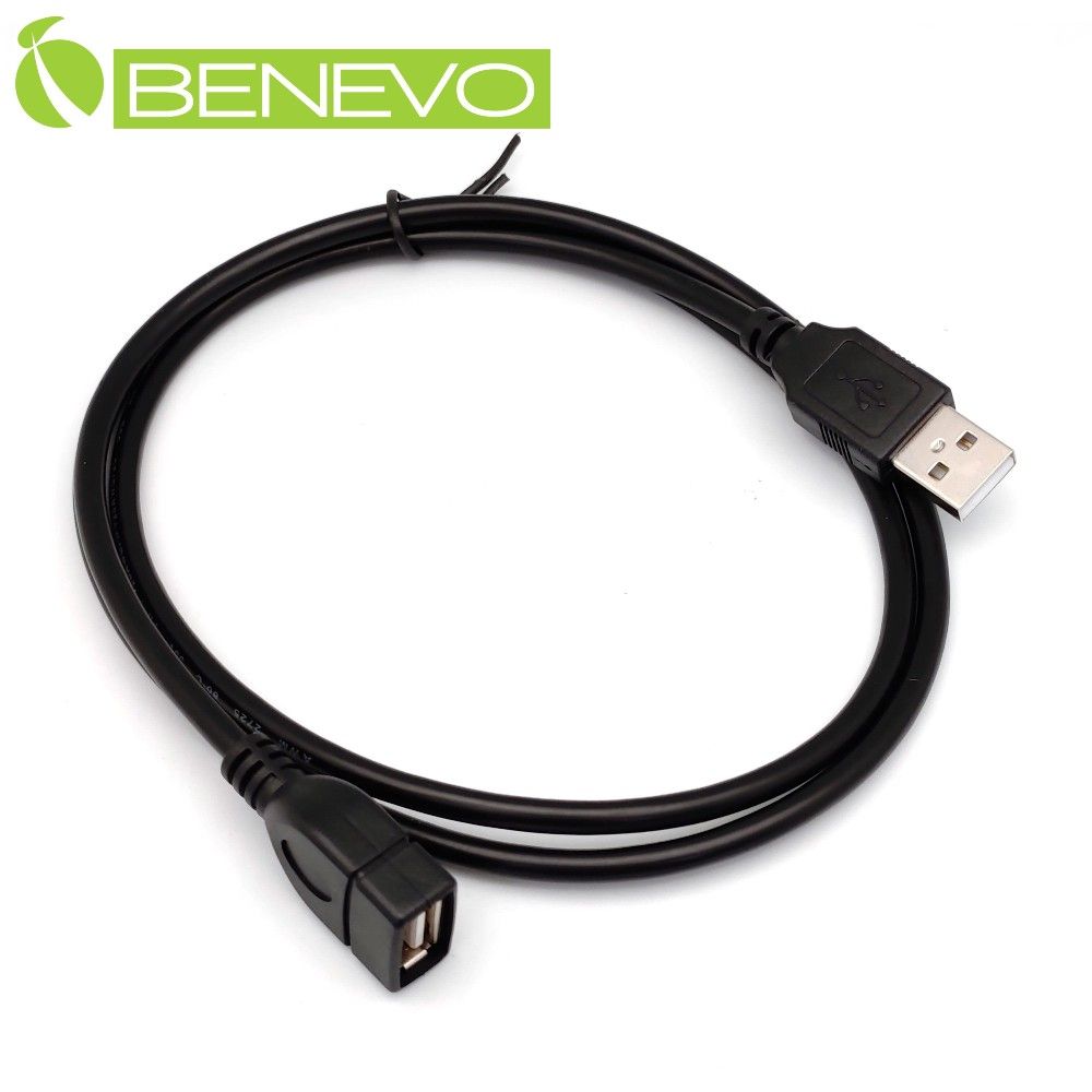 Benevo  1米 USB2.0 A公-A母 高隔離延長線採96編金屬編織(BUSB0100AMFG)