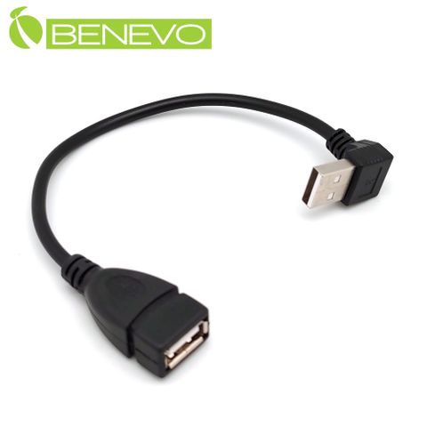 BENEVO上彎型 20cm USB2.0 A公對A母 高隔離延長線 (BUSB0020AMFU)