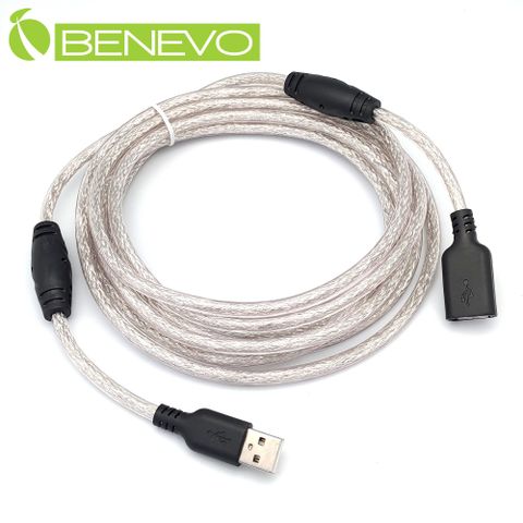 BENEVO專業級 3米 USB2.0 A公-A母 高隔離延長線，採128編金屬編織與磁環 (BUSB0301AMFB)