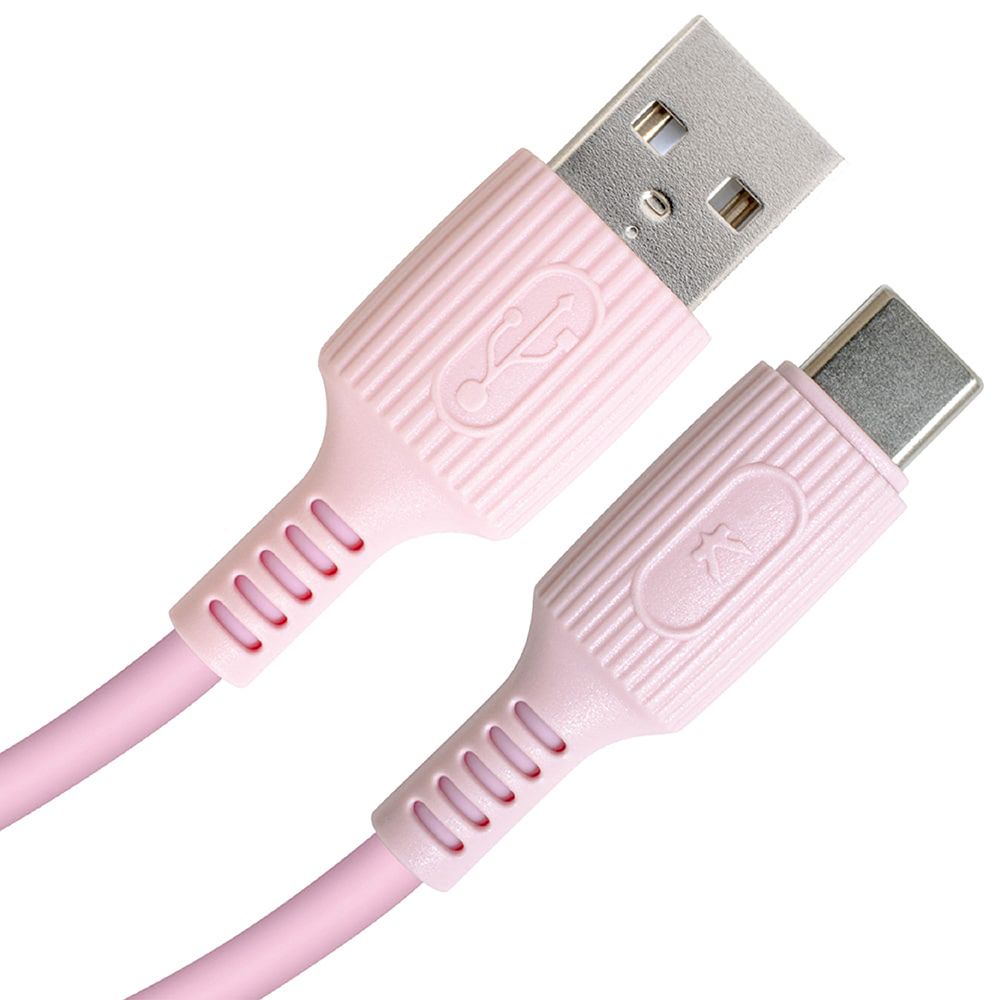 REAICE 【KYOHAYA】USB-A to Type-C 日本同步馬卡龍色系親膚充電線(日本進口充電線) 花漾粉