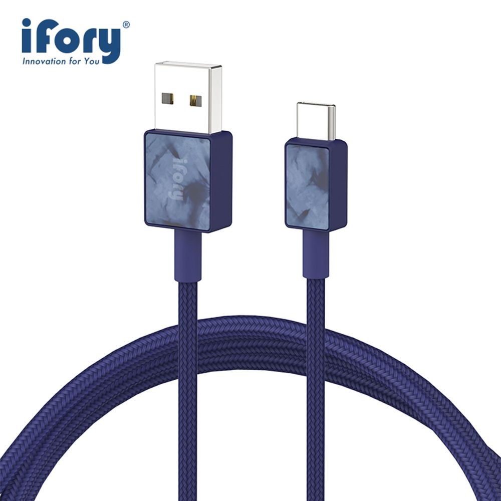 iFory USB-A to Type-C 雙層編織充電傳輸線-1.8M(海軍藍)