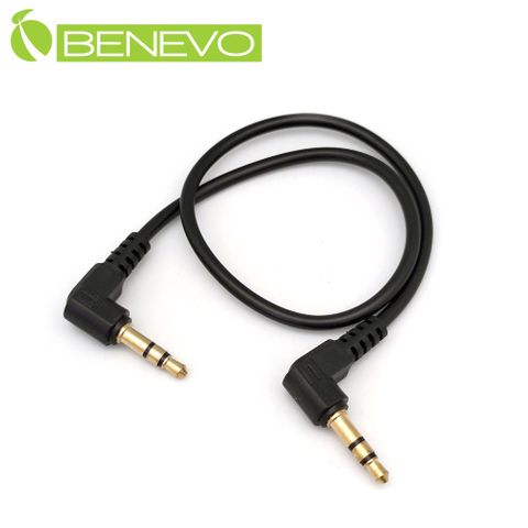 BENEVO雙彎型 30cm 鍍金接頭3.5mm立體聲連接線/AUX對錄線 (BAU0030MLML)
