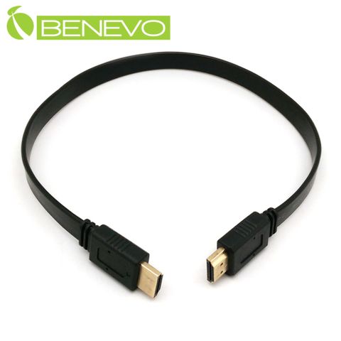優質超短扁線!BENEVO 40CM HDMI1.4版高畫質雙層鍍金影音連接線 (BHDMI4004F)