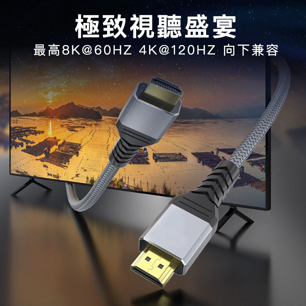 MoZuo 魔宙 HDMI2.1協會認證 電競8K@60HZ/48Gbps銅纜編織線 0.5M