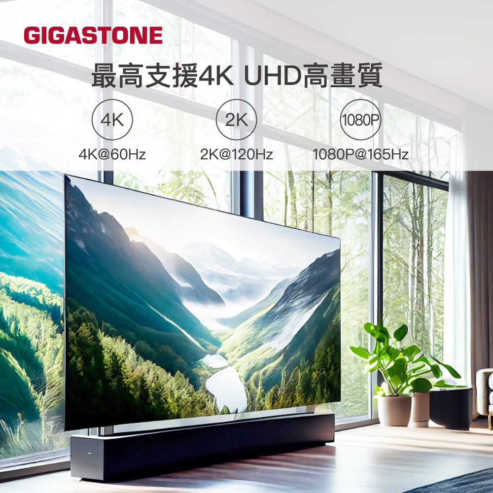 Gigastone 立達 HDMI 2.0 4K 60Hz螢幕影像傳輸線-雙入組(HDR動態圖像/兼容性高/18Gbps/零延遲)