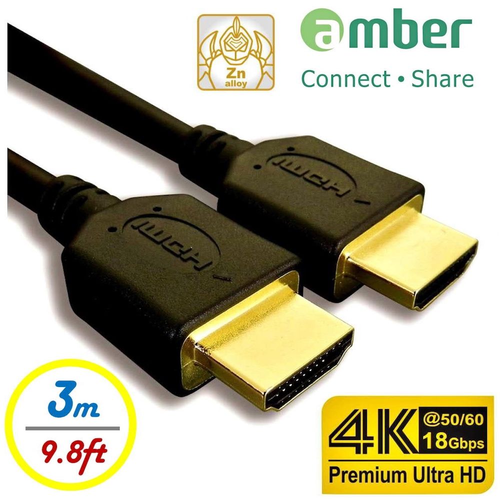 Amber 崴寶  4K2K 支援HDMI 2.0版高階影音線材-超優質Premium 4K Ultra HD具PrimePASSHDMI 1.4認證-【3M】_PS4/PS5/Switch專用