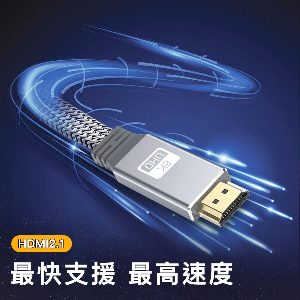 MoZuo 魔宙 協會認證HDMI2.1 8K 48Gbps高速影音扁線 灰色 1M