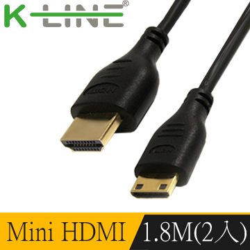 K-Line Mini HDMI to HDMI 1.4版 影音傳輸線支援4Kx2K/3D/乙太網路/電視/DVD藍光多媒體播放機/機上盒/遊樂器/PS4 Pro/電腦/螢幕投影機/乙太網路/Full HD 1080P