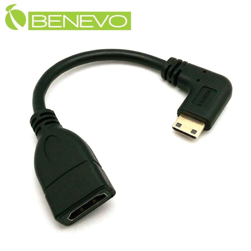 Benevo 右彎型 Mini HDMI(公) 轉 HDMI (母) 轉接短線 (BHDMINIF015R)