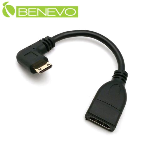 BENEVO左彎型 Mini HDMI(公) 轉 HDMI (母) 轉接短線 (BHDMINIF015L)
