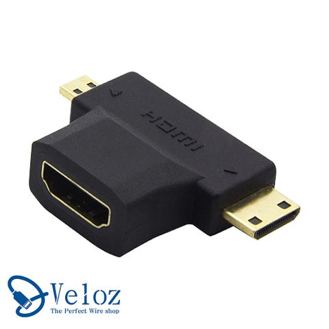 HDMI母轉Micro/Mini HDMI二合一轉接頭 /簡單從平板相機轉接到投影機或是電視大螢幕