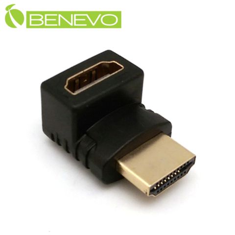 BENEVO上彎型 HDMI1.4 鍍金版公對母轉接頭 (BHDMIMFU)