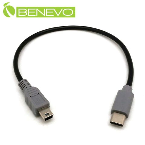 BENEVO OTG型 25cm USB3.1 Type-C(公)轉Mini USB(公)訊號傳輸線/充電轉接線 (BUSB0025CMMBM(OTG))