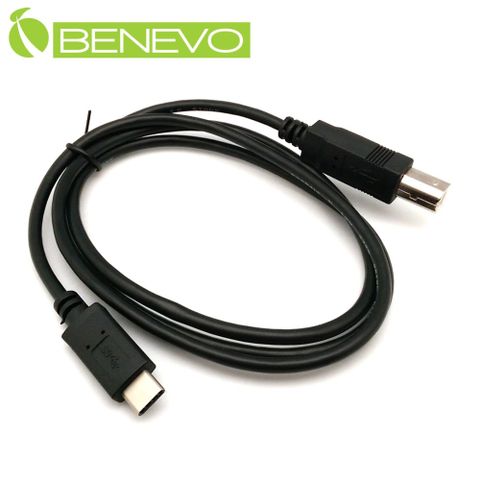 Benevo 1米 USB3.1 Type-C (USB-C) 公對USB2.0 B公訊號連接線 [BUSB0100CBM(黑)]