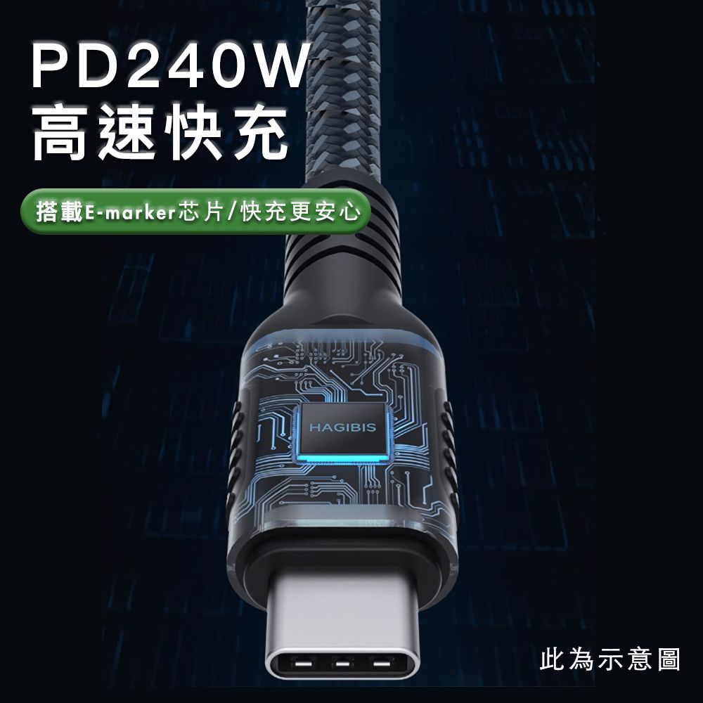 HAGiBiS 海備思 USB4 240W 8K60Hz 40Gbps 全功能線 中彎頭1.2M